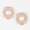 Antique Ribbon Pearl Stud Earrings – Gold-Tone