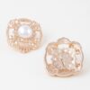 Antique Ribbon Pearl Stud Earrings – Gold-Tone