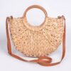 Twist-Knot Straw Clutch with Leather-Look Handle