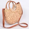 Twist-Knot Straw Clutch with Leather-Look Handle