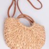 Twist-Knot Straw Clutch with Leather-Look Handle