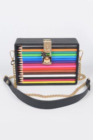 Polyurethane Pencil Case Clutch with Key-and-Lock