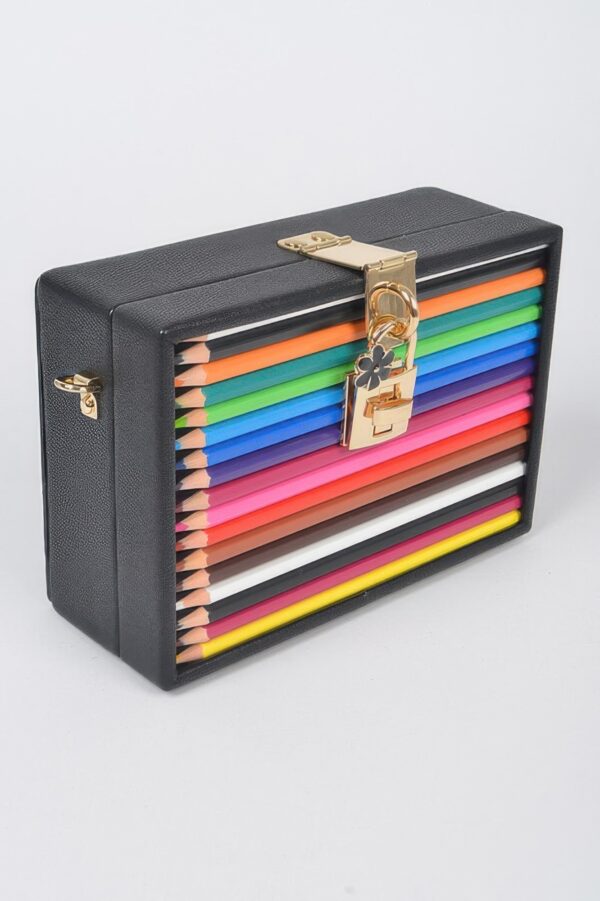 Polyurethane Pencil Case Clutch with Key-and-Lock