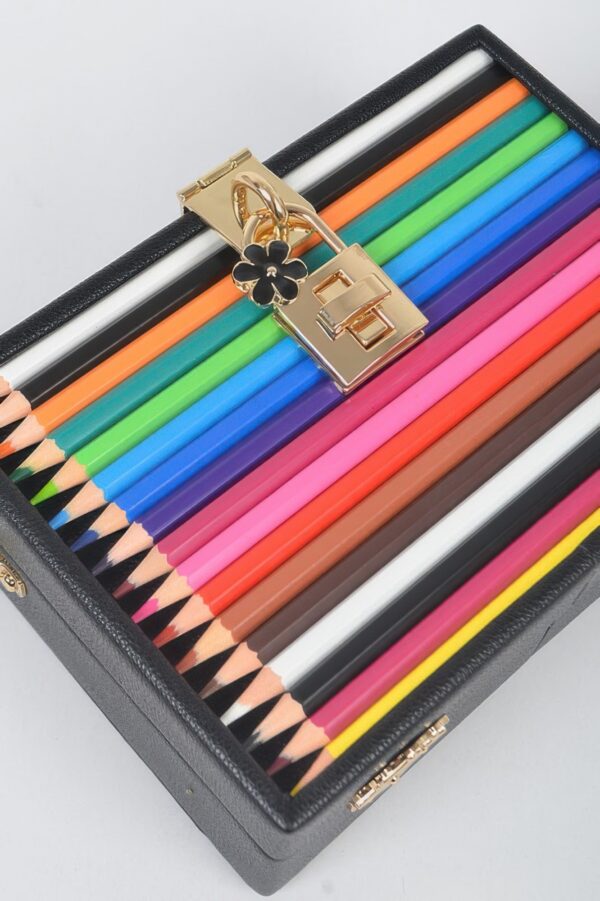 Polyurethane Pencil Case Clutch with Key-and-Lock