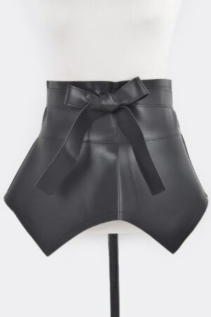 Faux Leather Waist Belt with Oversized Bow