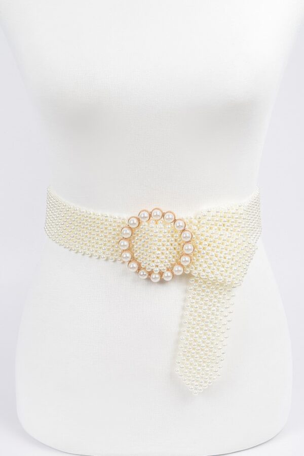 Pearl Beads Belt with Faux Pearl Trim