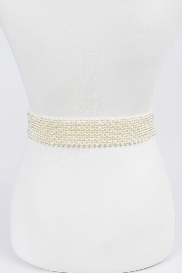 Pearl Beads Belt with Faux Pearl Trim