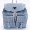 Compact Denim Double-Pocket Backpack – Classic Blue