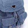 Compact Denim Double-Pocket Backpack – Classic Blue