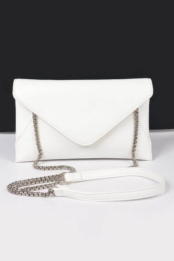 Faux Leather Envelope Clutch – Small Chain Strap