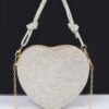 Heart-Shaped Rhinestone Clutch with Chain Strap