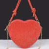 Heart-Shaped Rhinestone Clutch with Chain Strap