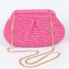 Faux Straw Chain Clutch – Metallic Chain Strap