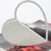 Heart-Shaped Rhinestone Clutch with Chain Strap