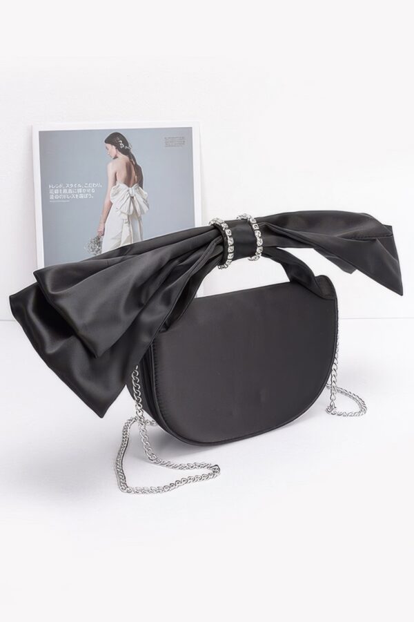 Structured Oversized Bow-Handle Satin Crossbody Bag