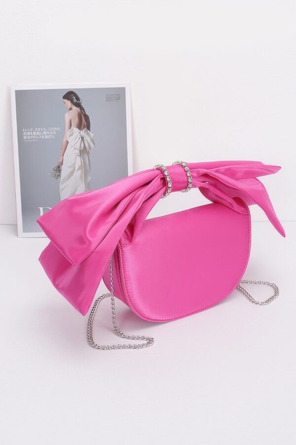 Structured Oversized Bow-Handle Satin Crossbody Bag