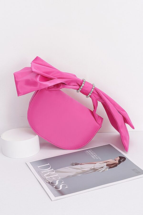 Structured Oversized Bow-Handle Satin Crossbody Bag