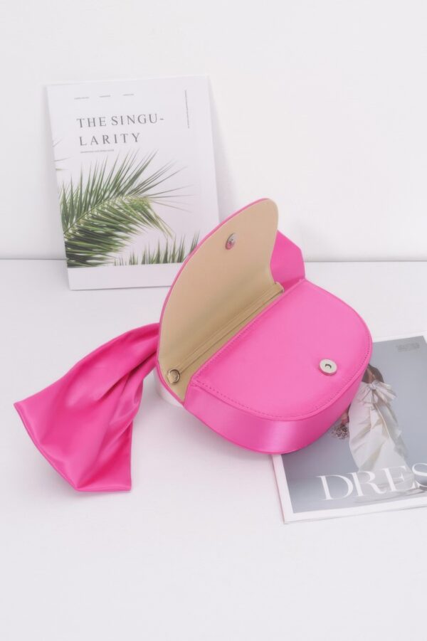 Structured Oversized Bow-Handle Satin Crossbody Bag
