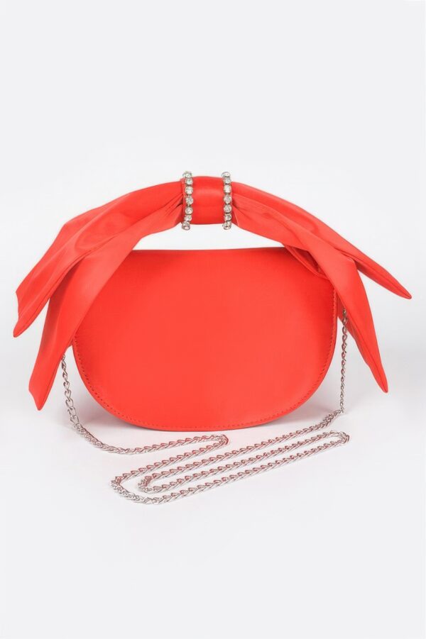 Structured Oversized Bow-Handle Satin Crossbody Bag