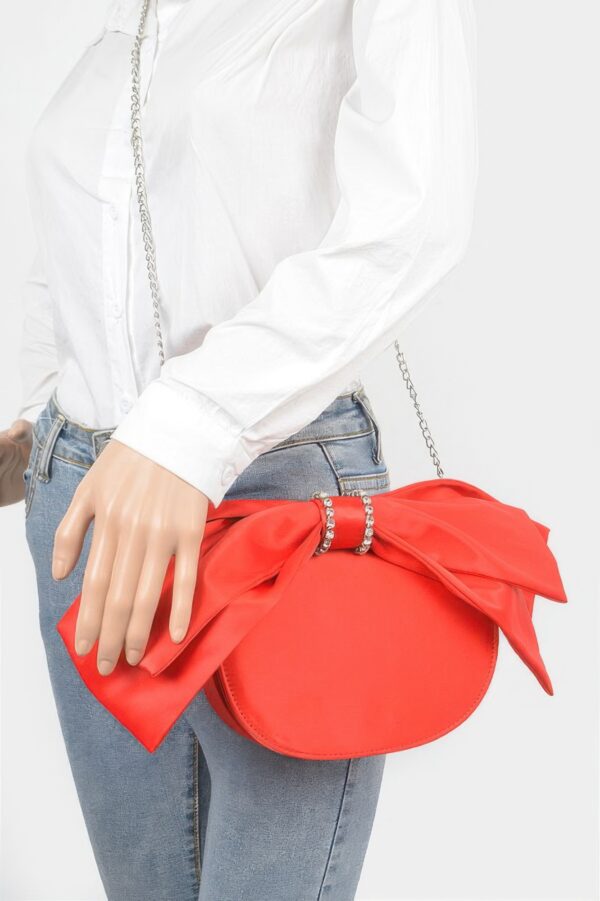 Structured Oversized Bow-Handle Satin Crossbody Bag