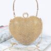 Heart Rhinestone Party Clutch with Gold Chain