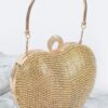 Heart Rhinestone Party Clutch with Gold Chain