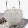 Heart Rhinestone Party Clutch with Gold Chain