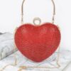Heart Rhinestone Party Clutch with Gold Chain