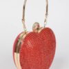 Heart Rhinestone Party Clutch with Gold Chain