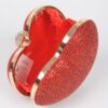 Heart Rhinestone Party Clutch with Gold Chain