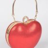 Heart Rhinestone Party Clutch with Gold Chain