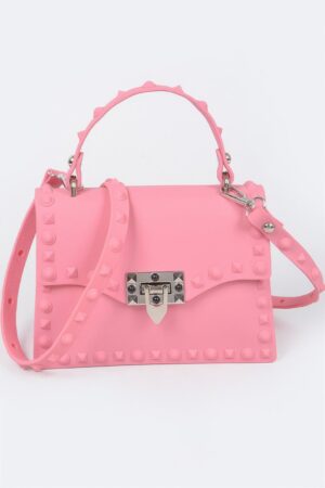 Monotone Studded Clutch – Structured Faux Leather