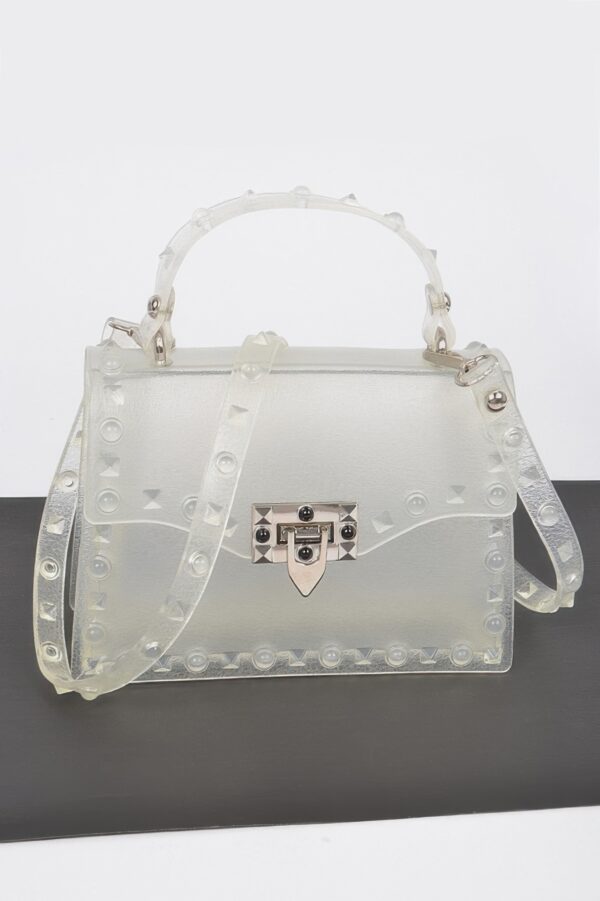 Monotone Studded Clutch – Structured Faux Leather