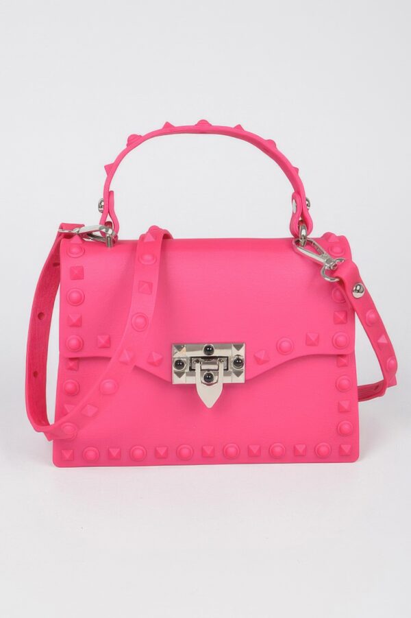 Monotone Studded Clutch – Structured Faux Leather