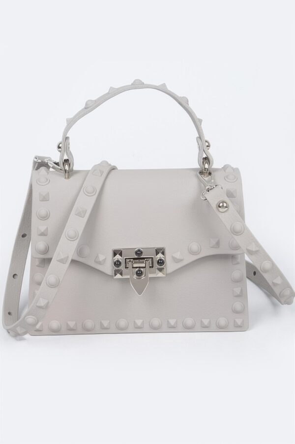 Monotone Studded Clutch – Structured Faux Leather