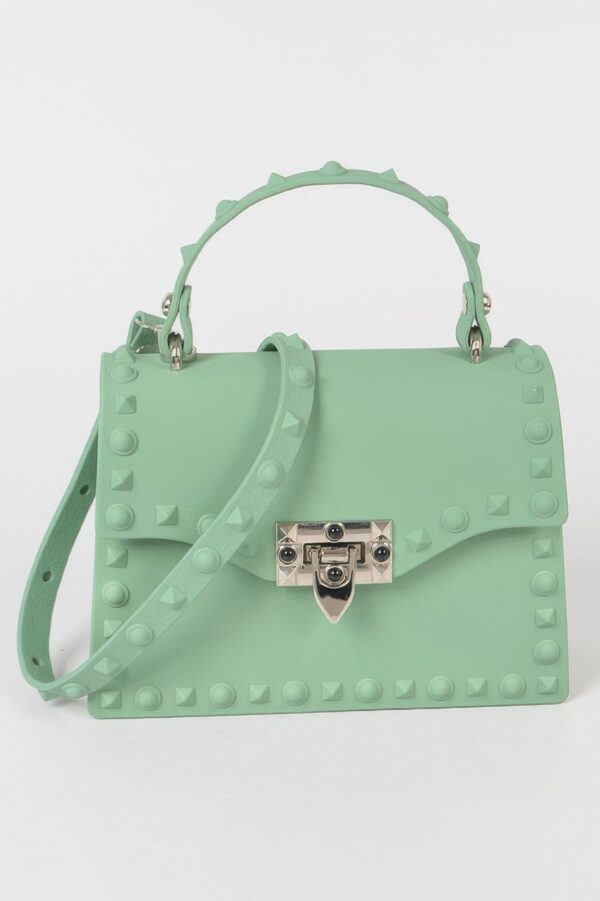 Monotone Studded Clutch – Structured Faux Leather