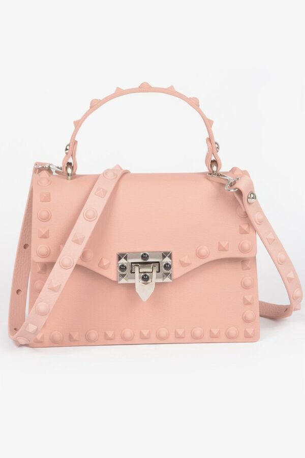 Monotone Studded Clutch – Structured Faux Leather