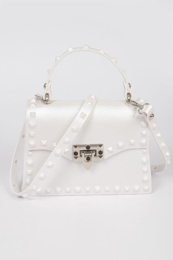 Monotone Studded Clutch – Structured Faux Leather