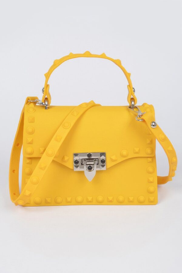 Monotone Studded Clutch – Structured Faux Leather