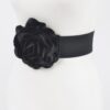 Plus Size Elastic Belt with Large Floral Accent