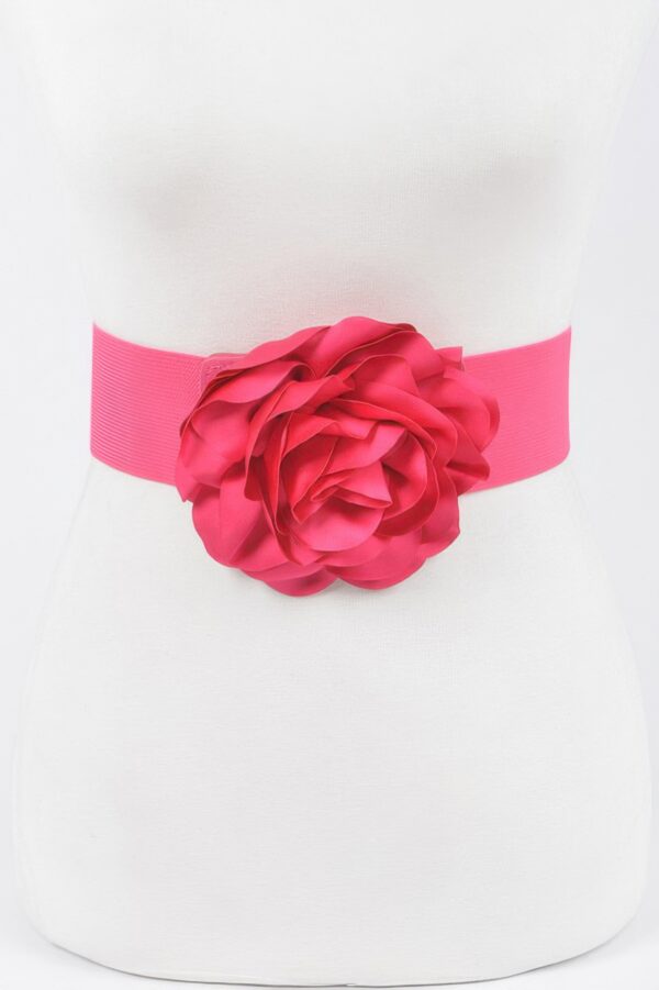 Plus Size Elastic Belt with Large Floral Accent