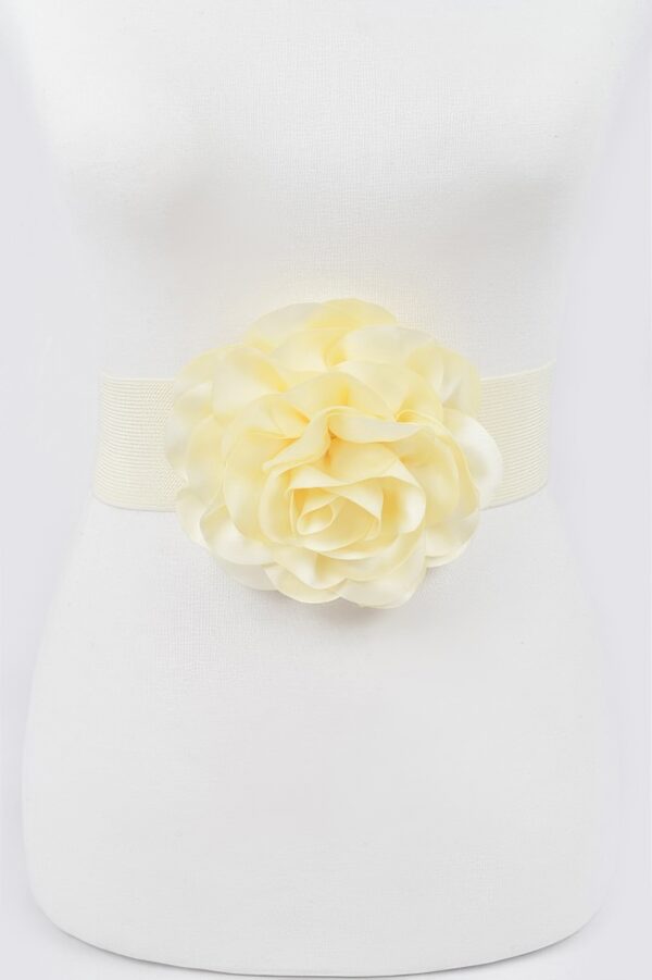 Plus Size Elastic Belt with Large Floral Accent
