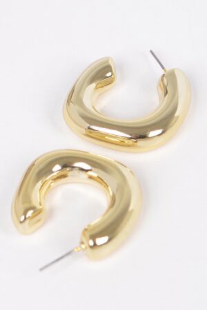 CCB Curved Hoop Earrings – Dual-Tone Gold & Silver
