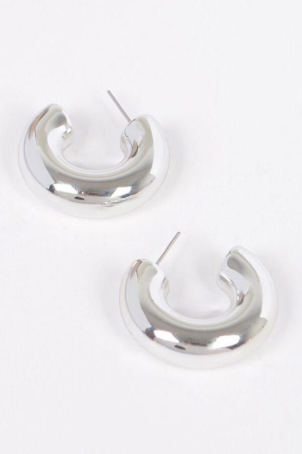 CCB Curved Hoop Earrings – Dual-Tone Gold & Silver