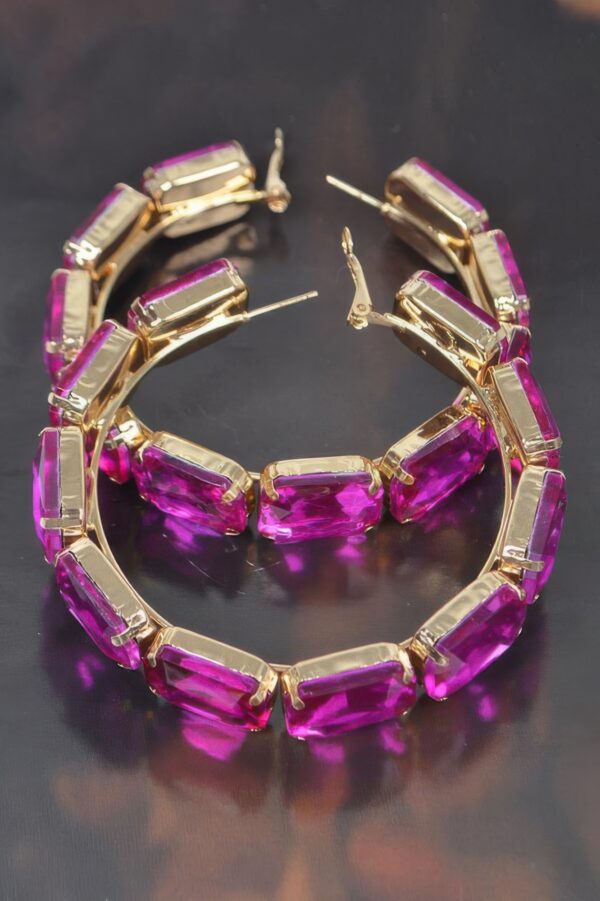 Stone Hoop Earrings with Multicolor Rhinestones