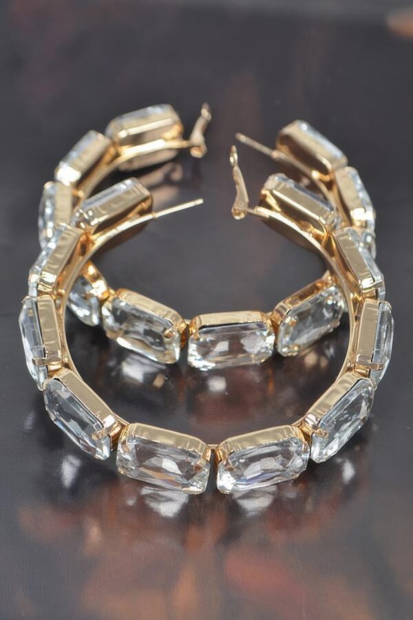 Stone Hoop Earrings with Multicolor Rhinestones