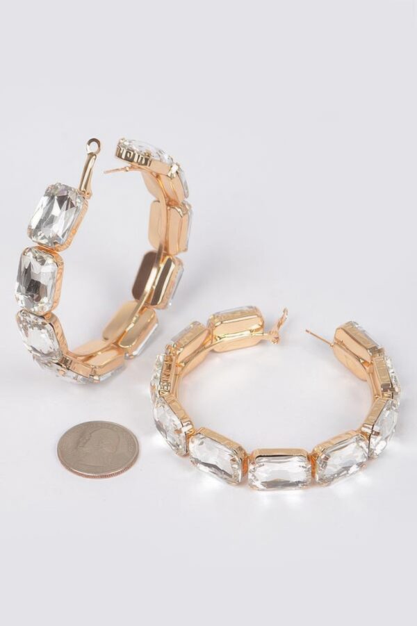Stone Hoop Earrings with Multicolor Rhinestones