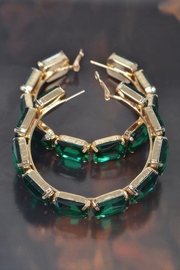 Stone Hoop Earrings with Multicolor Rhinestones