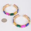 Stone Hoop Earrings with Multicolor Rhinestones