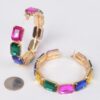 Stone Hoop Earrings with Multicolor Rhinestones